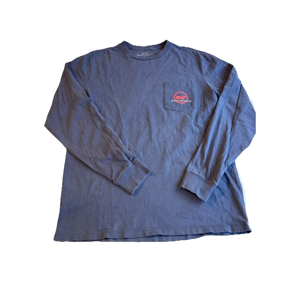 Vintage Vineyard Vines‎ Whale Long Sleeve Pocket Tee T-Shirt Men's SMALL
